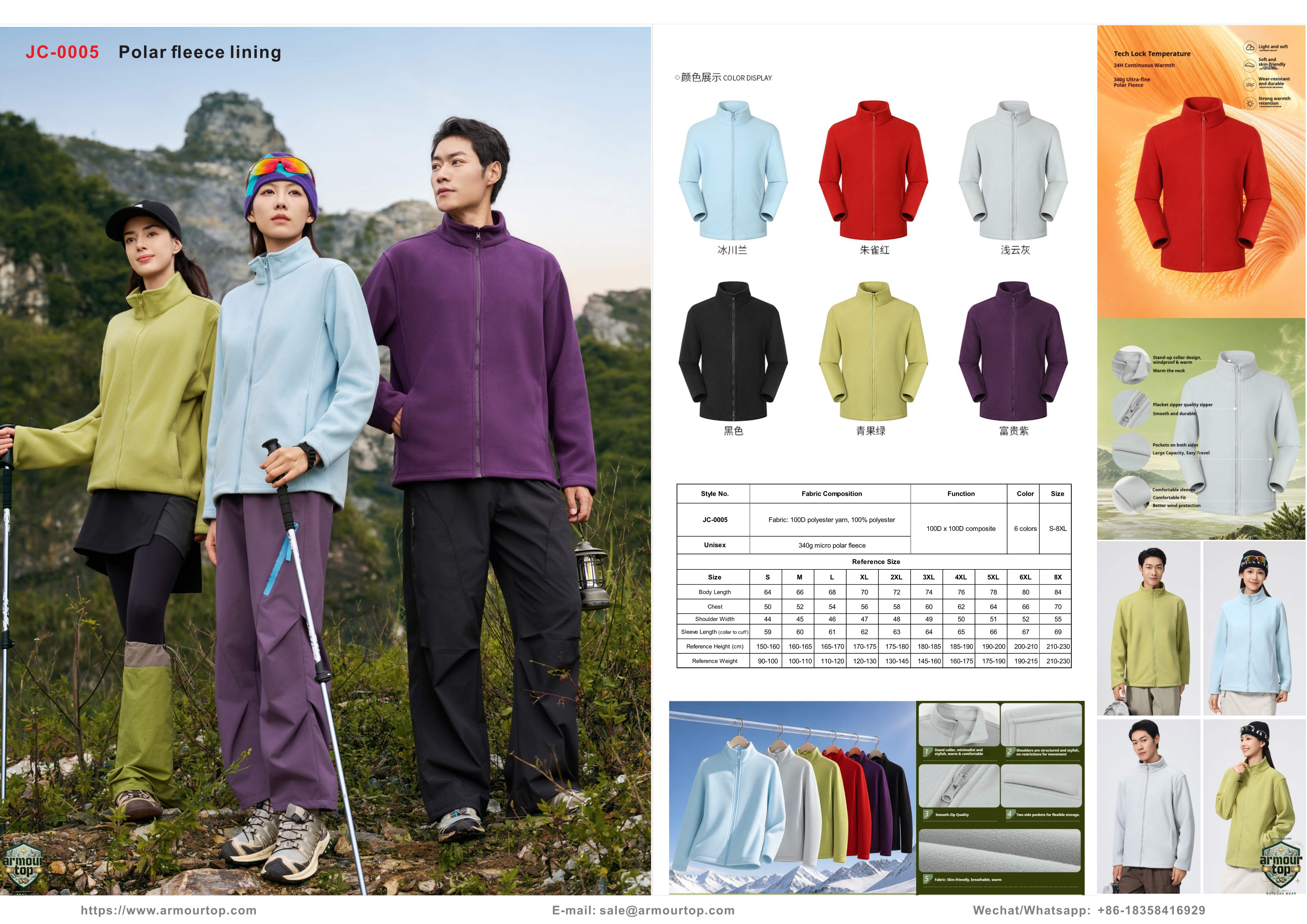 JC-0005 Polarfleece-Innenfutter Übersicht