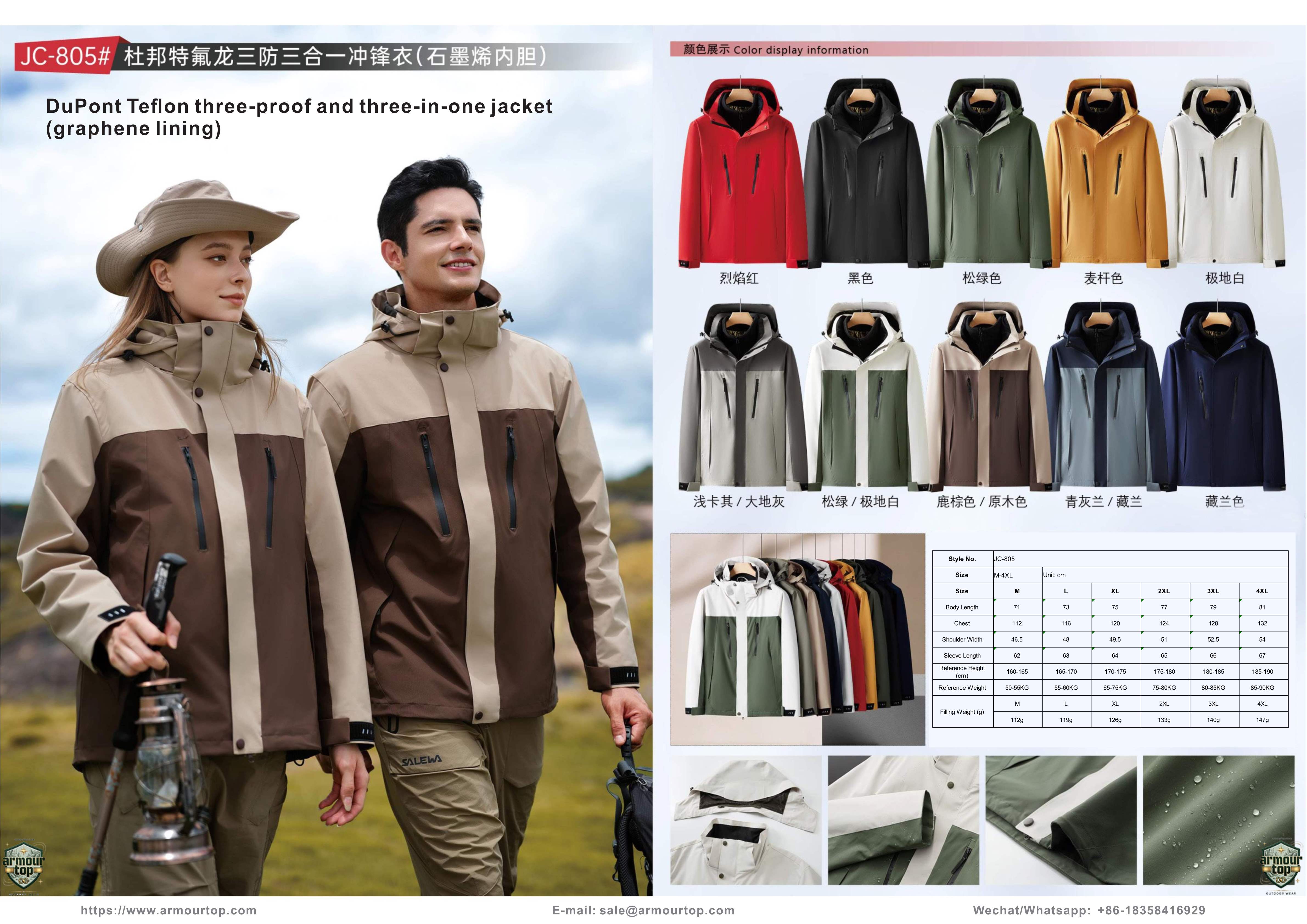 JC-805 DuPont-Teflon-3-in-1-Jacke (Graphen-Innenfutter) Übersicht