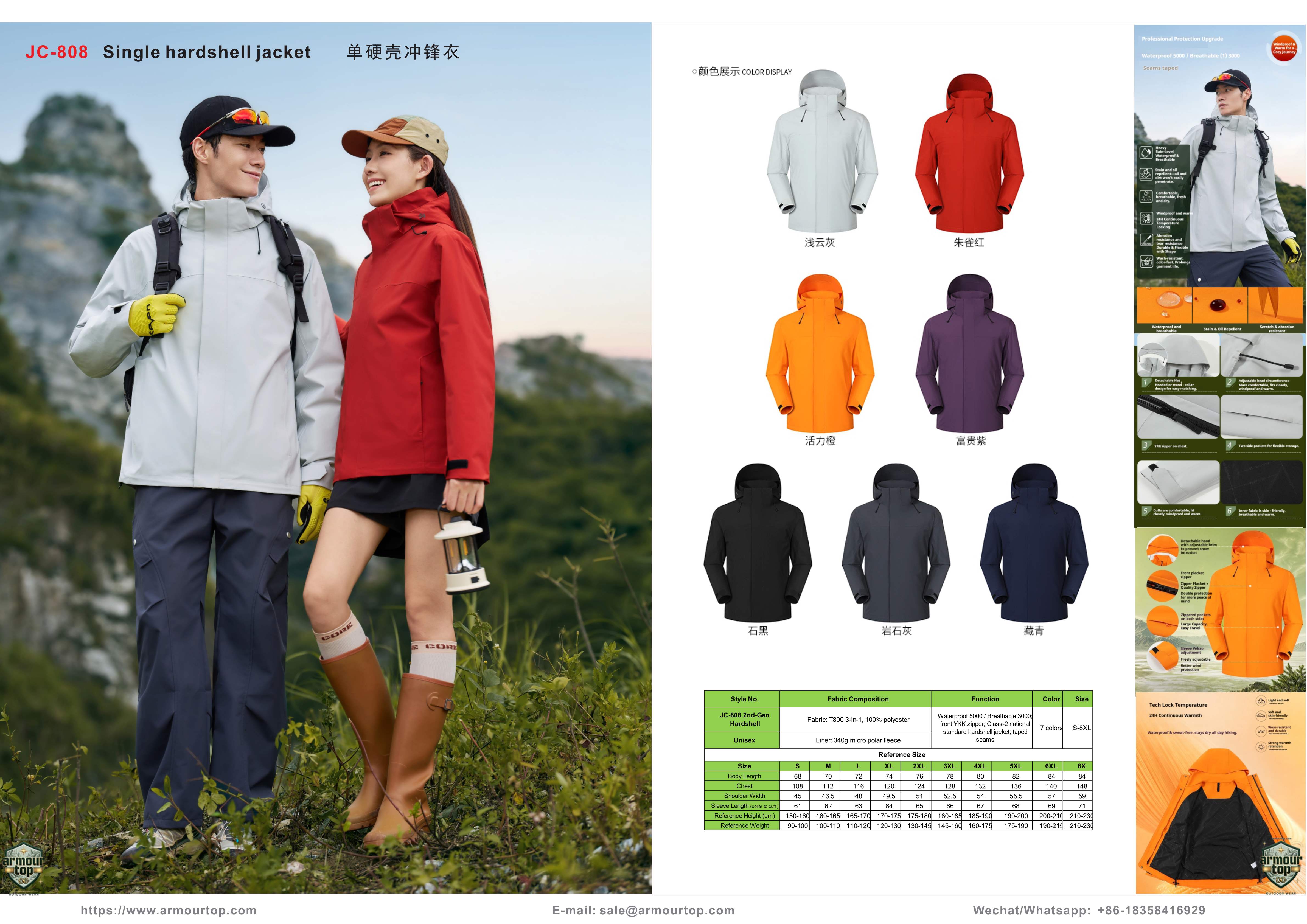 JC-808 Hardshell-Einzeljacke Übersicht