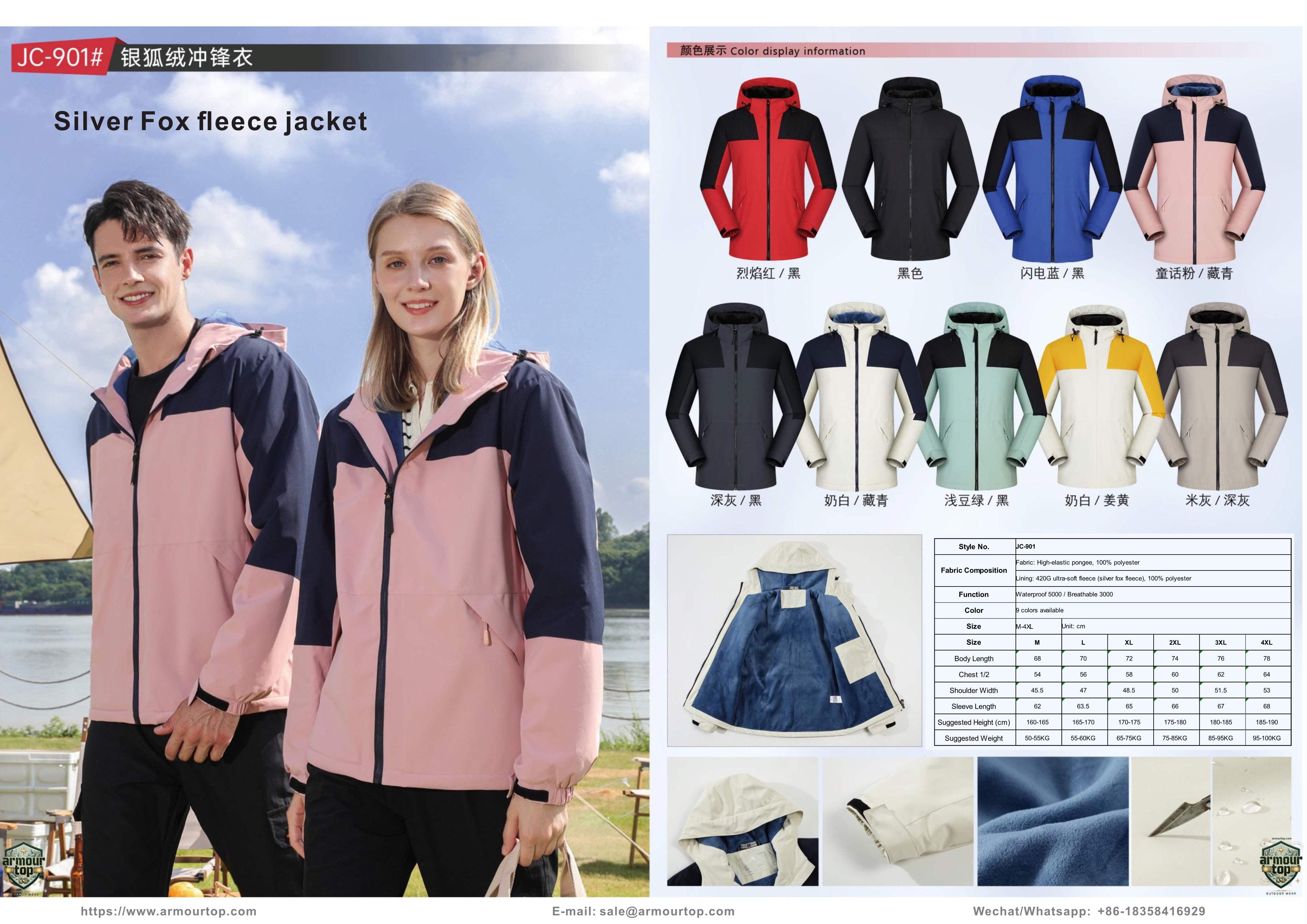 JC-901 Fleecejacke mit Kunstfuchsfell Übersicht
