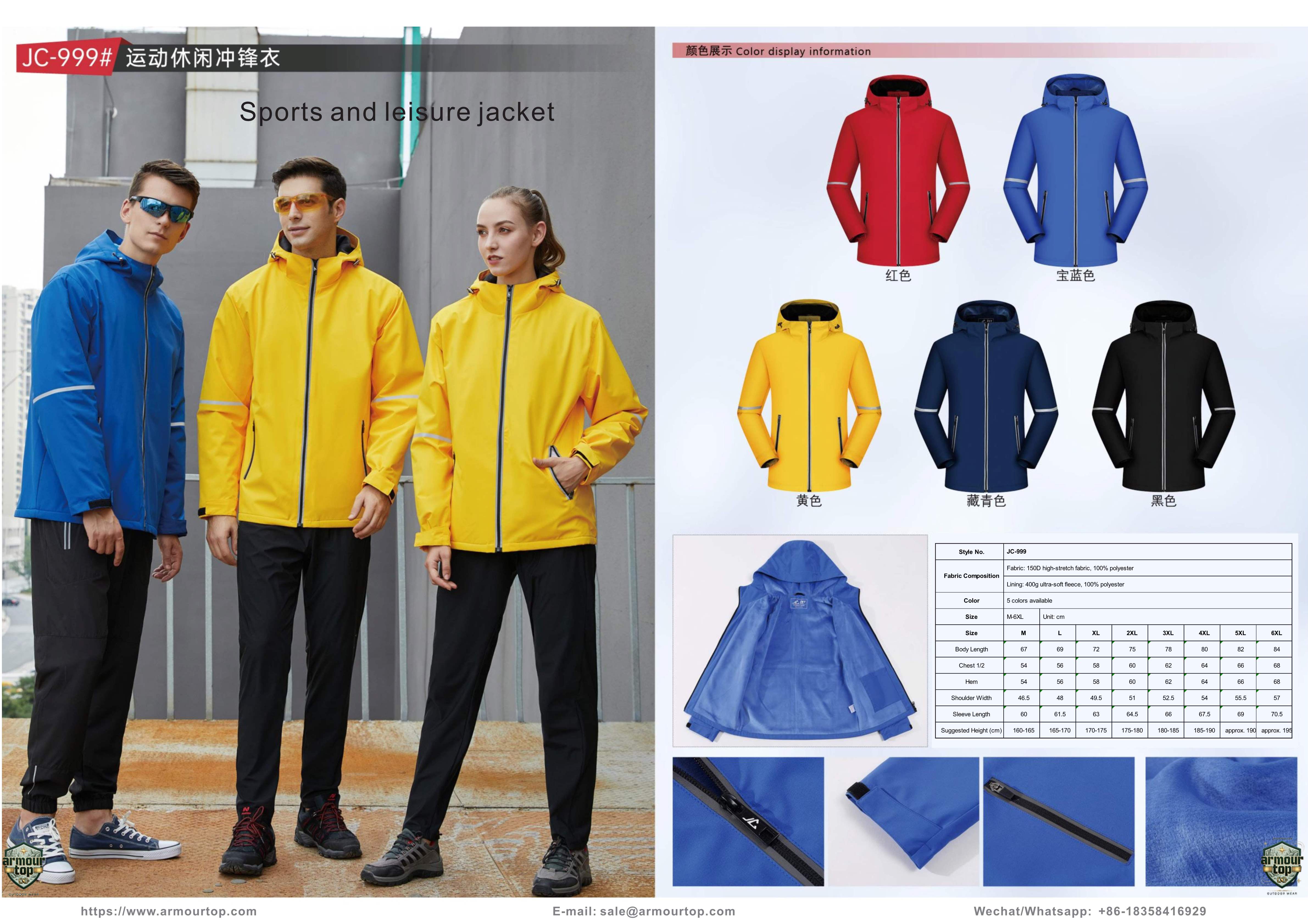 JC-999 Sport- & Freizeitjacke Übersicht