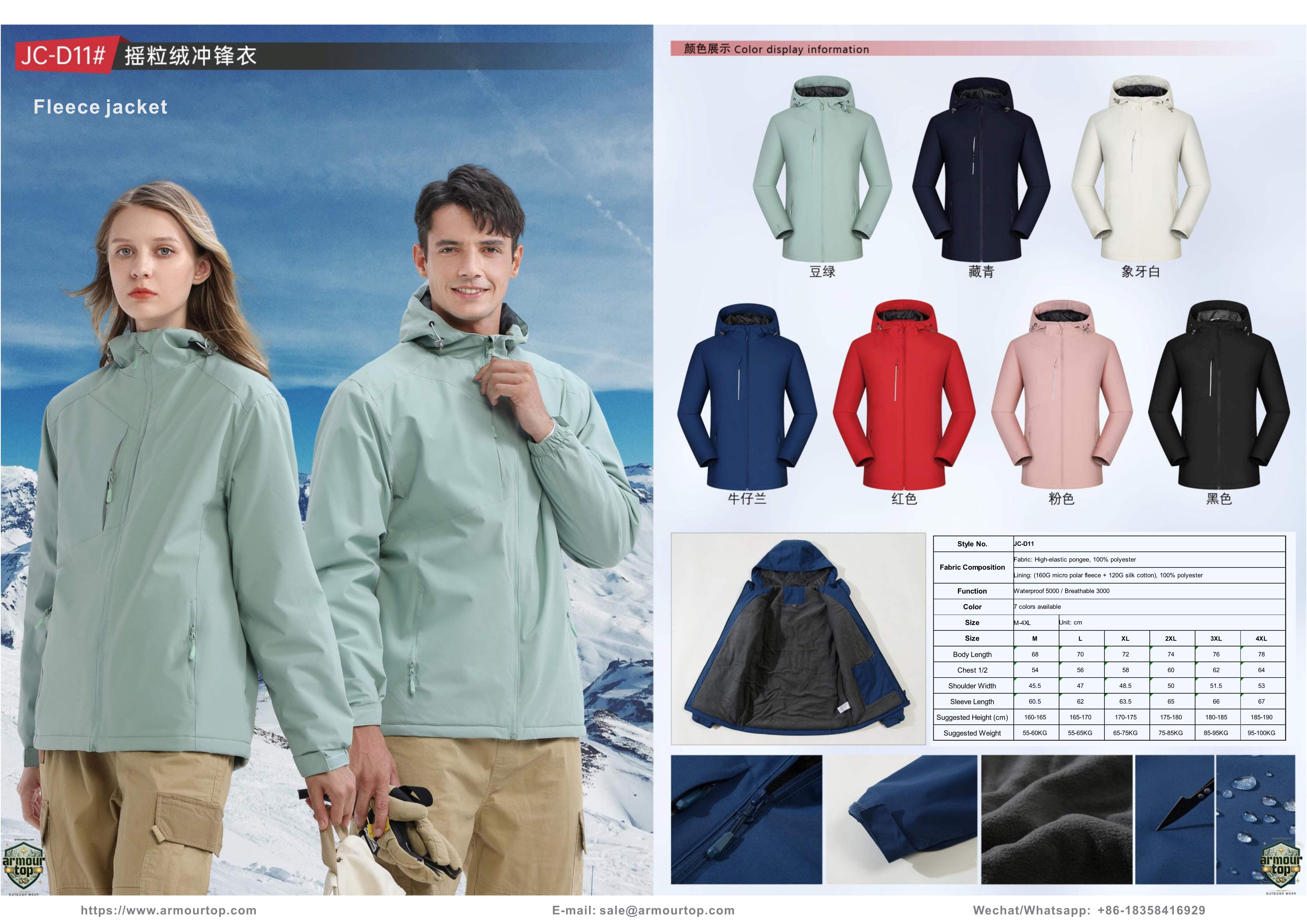 JC-D11 Fleecejacke Übersicht